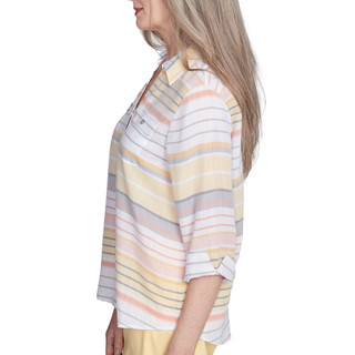 Thumbnail 6: Alfred Dunner Alfred Dunner Womens 3/4 Sleeve Buttoned Striped Top 