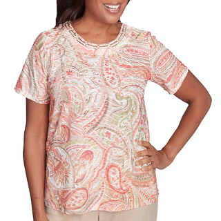 Thumbnail 1: Alfred Dunner Alfred Dunner petite Double-Knotted Paisley Top 