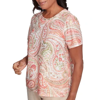 Thumbnail 4: Alfred Dunner Alfred Dunner petite Double-Knotted Paisley Top 