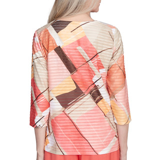 Thumbnail 4: Alfred Dunner Alfred Dunner Womens 3/4 Sleeve Patchwork Top 