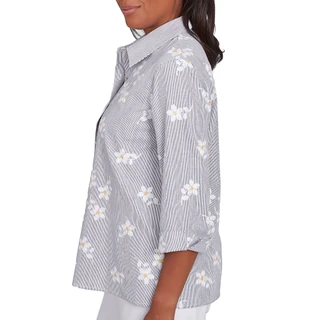 Thumbnail 3: Alfred Dunner Alfred Dunner Petite 3/4 Sleeve Floral Buttoned Top 
