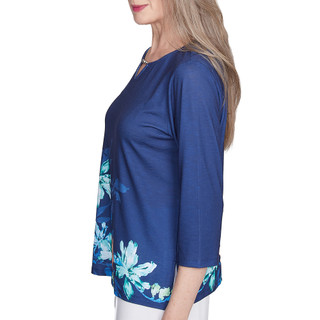 Thumbnail 6: Alfred Dunner Alfred Dunner Womens 3/4 Sleeve Asymmetric Floral Top 