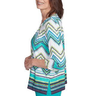 Thumbnail 6: Alfred Dunner Alfred Dunner Womens 3/4 Sleeve Chevron Print Top 