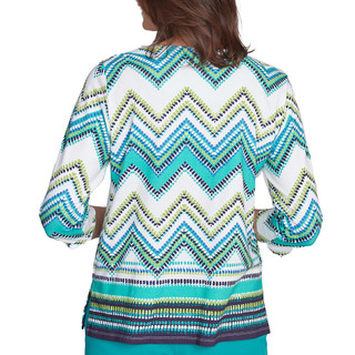 Thumbnail 4: Alfred Dunner Alfred Dunner Womens 3/4 Sleeve Chevron Print Top 