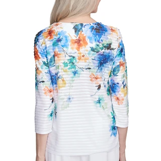 Thumbnail 4: Alfred Dunner Alfred Dunner Womens 3/4 Sleeve Textured Floral Top 