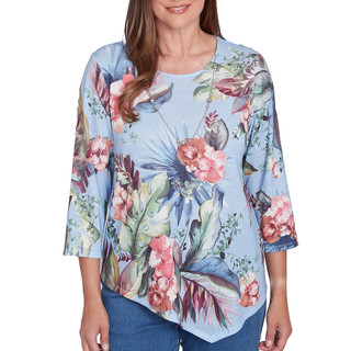 Thumbnail 2: Alfred Dunner Alfred Dunner Womens 3/4 Sleeve Tropical Top with Necklace 