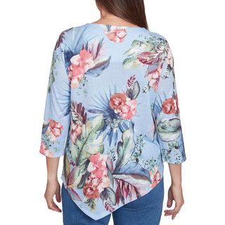 Thumbnail 4: Alfred Dunner Alfred Dunner Womens 3/4 Sleeve Tropical Top with Necklace 