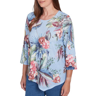 Thumbnail 8: Alfred Dunner Alfred Dunner Womens 3/4 Sleeve Tropical Top with Necklace 