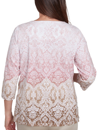 Thumbnail 2: Alfred Dunner Alfred Dunner Petite 3/4 Sleeve Ombre Medallion Top 