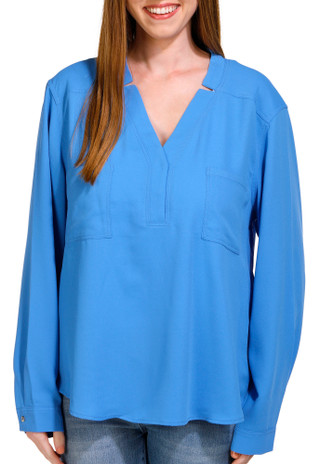 Thumbnail 2: NINE WEST Nine West Womens Long Sleeve Split Neck Top 