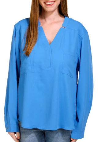 Thumbnail 1: NINE WEST Nine West Womens Long Sleeve Split Neck Top 