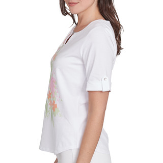Thumbnail 3: Hearts of Palm Hearts of Palm Womens Elbow Sleeve Leaf Print Top 