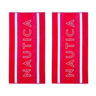 Thumbnail 1: Nautica Nautica 2 Pc. Logo Stripe Jacquard Beach Towel 