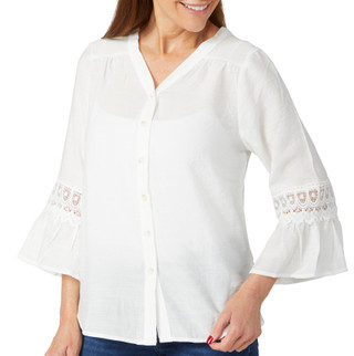 Thumbnail 1: Coral Bay Coral Bay Womens 3/4 Bell Sleeve Buttoned Top 