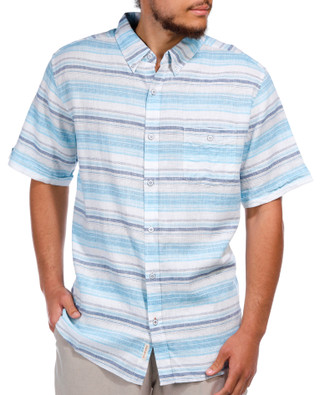 Thumbnail 2: Weatherproof Weatherproof Men's Striped Short Sleeve Buttoned Shirt 