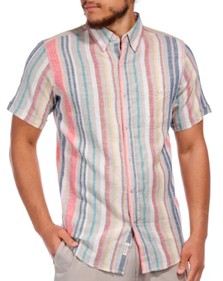 Thumbnail 1: Weatherproof Weatherproof Men's Striped Short Sleeve Buttoned Shirt 