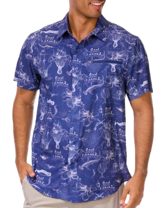 Thumbnail 2: REEL LEGENDS Reel Legends Mens Airflow Swim Button Up Top 