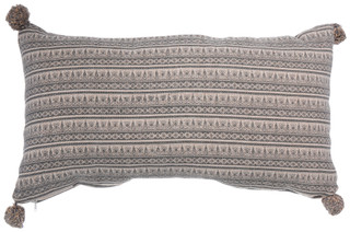 Thumbnail 5: CASA DECOR Casa Decor Grey Printed Pillow with Tassels 