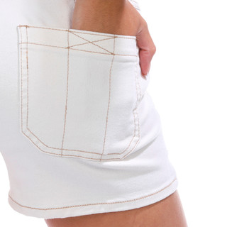 Thumbnail 2: Indigo Rein Indigo Rein Juniors Cream and Brown Seam Denim Shorts 