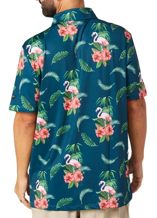 Thumbnail 4: YATTA GOLF Yatta Golf Mens Tropical Flamingo Golf Polo Shirt 
