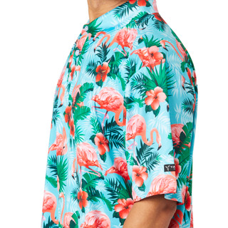 Thumbnail 2: YATTA GOLF Yatta Golf Mens Tropical Flamingo Golf Polo Shirt 
