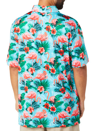 Thumbnail 3: YATTA GOLF Yatta Golf Mens Tropical Flamingo Golf Polo Shirt 