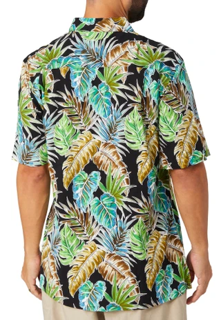 Thumbnail 2: CAMPIA Campia Mens Short Sleeve Palm Leaf Button Down Shirt 