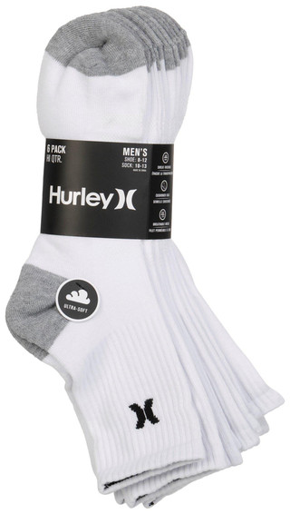 Thumbnail 1: Hurley Hurley Mens 6 Pk Terry High Quarter Crew Socks 