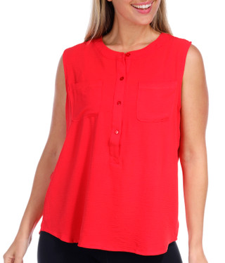 Thumbnail 1: Notations Notations Womens Sleeveless Airflow Button Front Top 