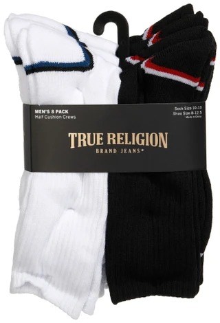 Thumbnail 1: True Religion True Religion Mens 8 Pk Half Cushion Crew Socks 