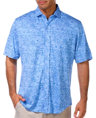 Thumbnail 2: TAILORBYRD Tailorbyrd Mens Tropical Tonal Button Down Shirt 