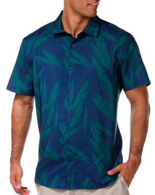 Thumbnail 4: Perry Ellis Perry Ellis Mens Short Sleeve Leaf Print Button Down Shirt 