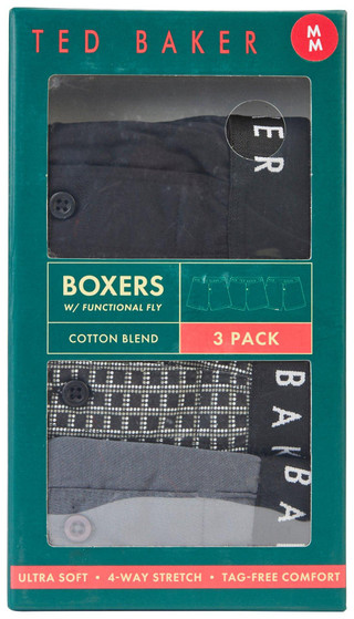 Thumbnail 1: TED BAKER Ted Baker Mens 3 Pk Cotton Blend Knit Boxer 