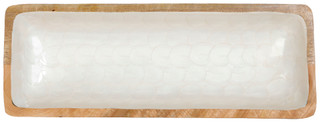 Thumbnail 2: PD HOME PD Home Scallop Patterned Long Wood Serving Tray Platter 