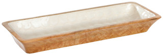 Thumbnail 1: PD HOME PD Home Scallop Patterned Long Wood Serving Tray Platter 
