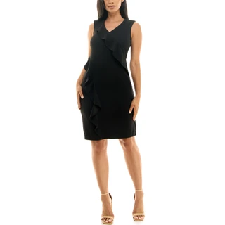 Thumbnail 1: Nina Leonard Nina Leonard Womens Sleeveless Sheath Ruffle Dress 