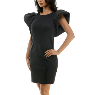 Thumbnail 2: Nina Leonard Nina Leonard Womens Short Scuba Ruffle Sleeve Dress 