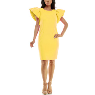 Thumbnail 4: Nina Leonard Nina Leonard Womens Short Scuba Ruffle Sleeve Dress 