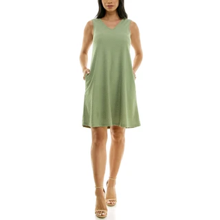 Thumbnail 3: Nina Leonard Nina Leonard Womens Sleeveless Swiss Dot Pocket Dress 
