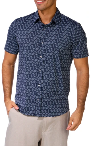 Thumbnail 1: FLAG AND ANTHEM Mens Short Sleeve Morris Geometric Performance Golf Polo 