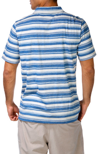 Thumbnail 4: PENGUIN Penguin Mens Indigo Stripe Jersey Polo 