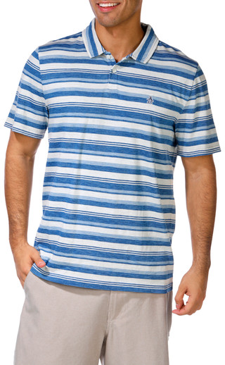 Thumbnail 1: PENGUIN Penguin Mens Indigo Stripe Jersey Polo 