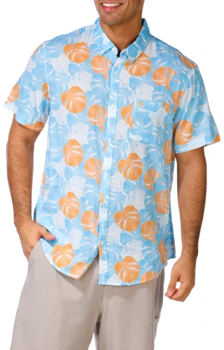 Thumbnail 1: PENGUIN Penguin Mens Woven Leaf Print Button Down Shirt 