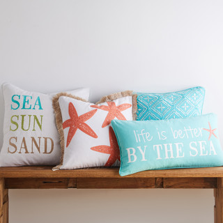 Thumbnail 2: Levtex Home Teal Life is Better by the Sea Coastal Decorative Pillow 