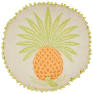 Thumbnail 1: Spartina 449 Spartina 449 18 Inch Pineapple Embroidered Round Pillow 