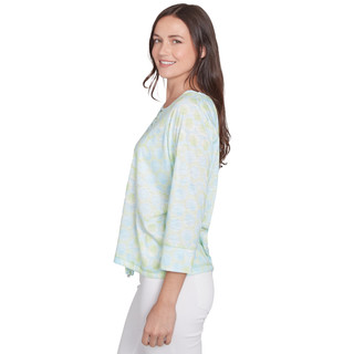Thumbnail 6: Alfred Dunner Hearts of Palm Womens 3/4 Sleeve Lace Up Blouson Top 