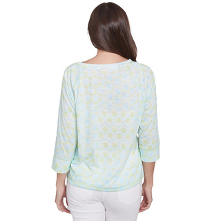 Thumbnail 4: Alfred Dunner Hearts of Palm Womens 3/4 Sleeve Lace Up Blouson Top 