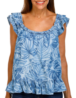 Thumbnail 1: Nautica Nautica Womens Sleeveless Ruffle Sleeve Top 