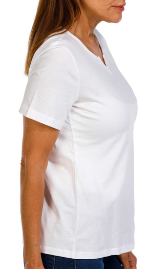 Thumbnail 4: Coral Bay Coral Bay Womens Solid V-Neck Button Top 