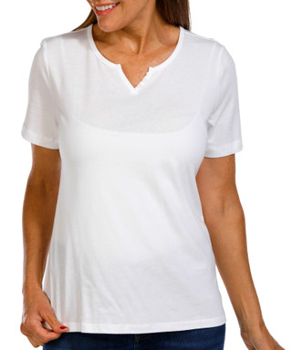 Thumbnail 1: Coral Bay Coral Bay Womens Solid V-Neck Button Top 